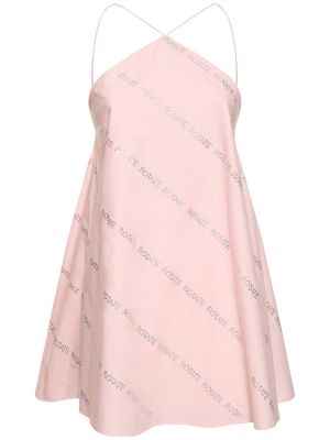 Křišťálové bavlněné mini šaty Rotate růžové