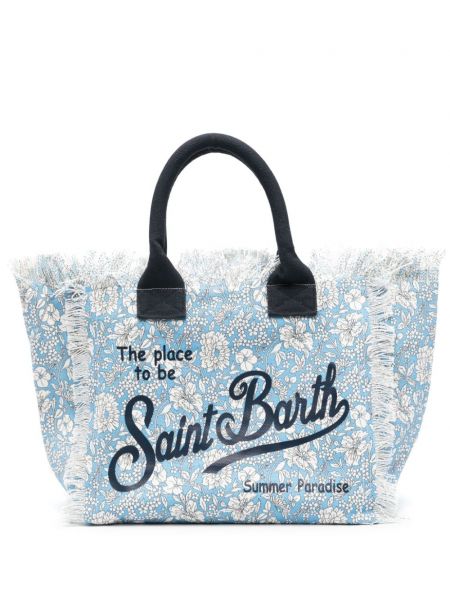 Geblümte strandtasche mit print Mc2 Saint Barth blau