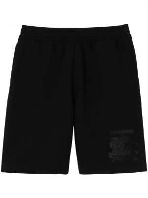 Shorts de sport brodeés en coton Burberry noir