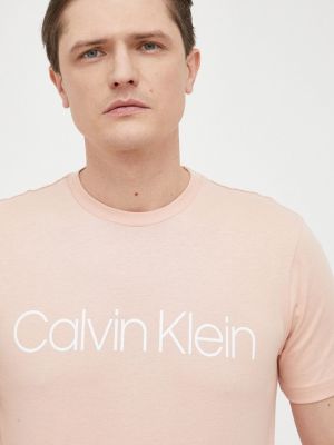Тениска с дълъг ръкав с принт Calvin Klein розово
