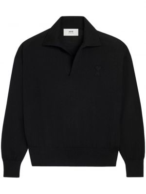 Volneni pulover Ami Paris črna