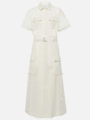 Pamučna midi haljina s čipkom Sacai bijela