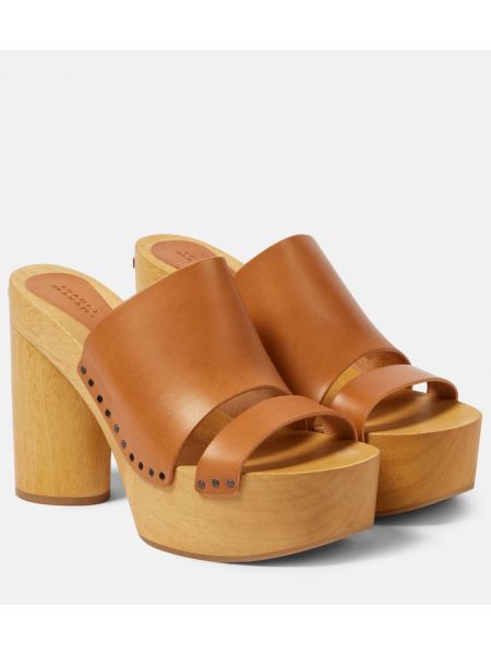 Kožené sandále Isabel Marant béžová