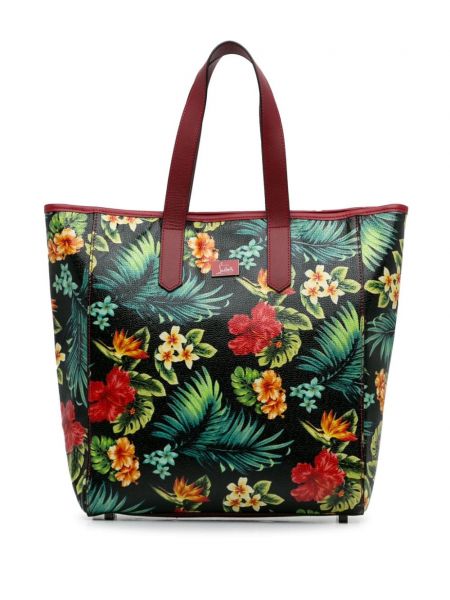 Květinová shopper kabelka s tropickým vzorem Christian Louboutin Pre-owned černá