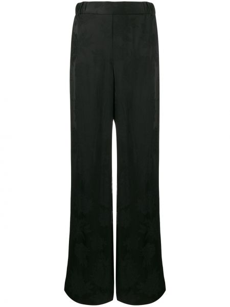 Pantaloni cu model floral Salvatore Ferragamo negru