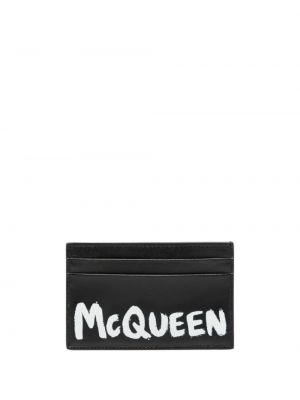 Kožená peňaženka s potlačou Alexander Mcqueen čierna