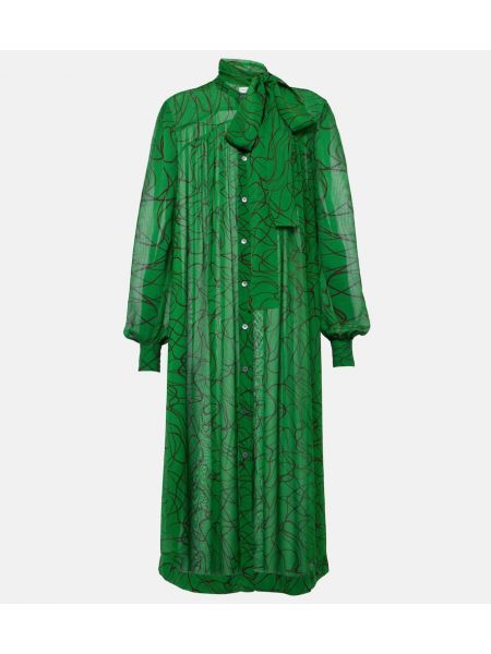 Midi haljina s printom Dries Van Noten zelena
