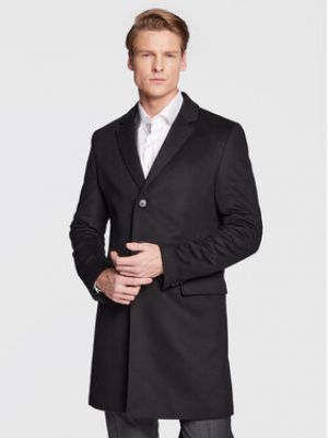 Manteau d'hiver en laine slim Hugo noir