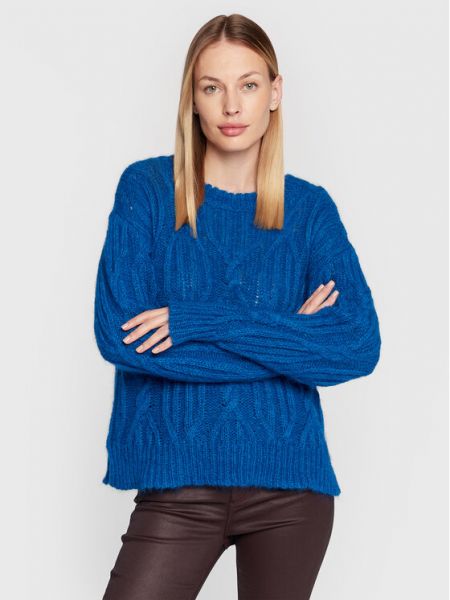 Пуловер свободного кроя Twinset синий