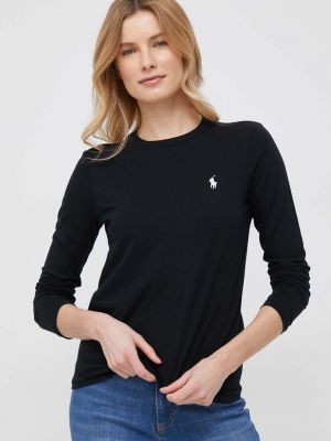 Памучна блуза с дълъг ръкав Polo Ralph Lauren черно