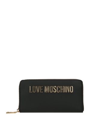 Portafoglio con cerniera di ecopelle Love Moschino nero