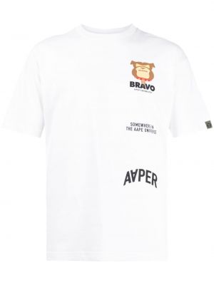 Bavlnené tričko s potlačou Aape By *a Bathing Ape® biela