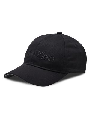 Gorra con bordado de algodón de algodón Calvin Klein negro