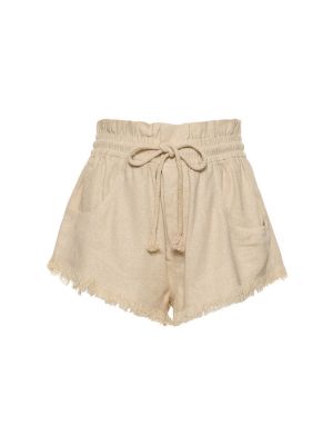 Pantalones cortos con flecos de seda Marant Etoile beige