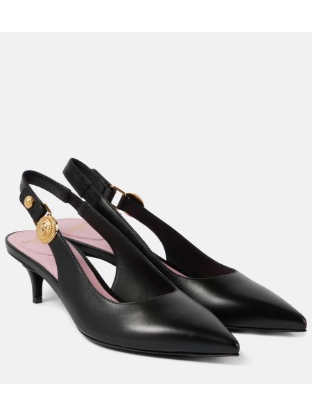 Slingback läder pumps Balmain svart