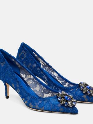 Полуотворени обувки с дантела Dolce&gabbana синьо