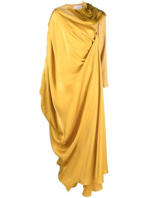 Асиметрична вечерна рокля с драперии Gaby Charbachy жълто