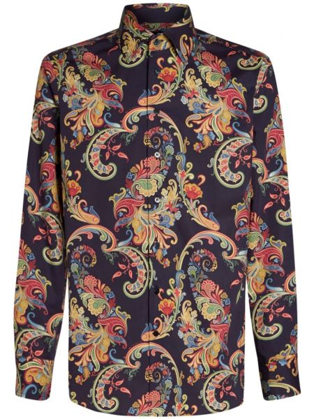 Paisley painettu puuvilla paitapusero Etro sininen