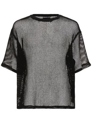 Βαμβακερή μπλούζα σε φαρδιά γραμμή από λυγαριά 4sdesigns μαύρο