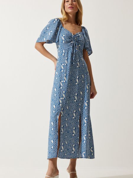 Viskózové šaty Happiness İstanbul modrá