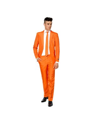 Однотонный костюм слим Suitmeister оранжевый