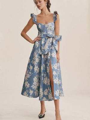 Корсетное платье в цветочек с рюшами V. Chapman синий