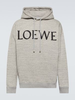 Hoodie di cotone in jersey Loewe grigio