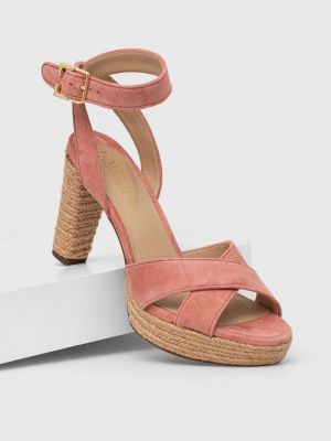 Sandale od brušene kože Lauren Ralph Lauren ružičasta