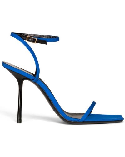 Sandały z krepy Saint Laurent niebieskie