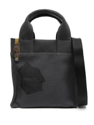 Shopper handtasche aus baumwoll mit print Objects Iv Life grau