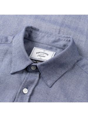 Camisa con botones de algodón de espiga Portuguese Flannel azul