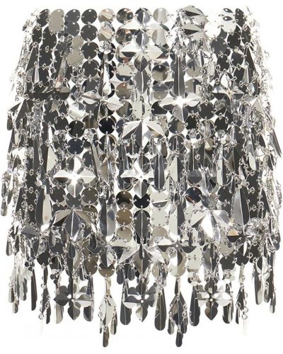 Mini spódniczka z cekinami z koralikami Paco Rabanne srebrna