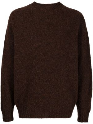 Плетен пуловер с кръгло деколте Ymc кафяво