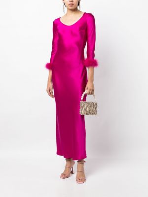 Jedwabna sukienka długa z perełkami Gilda & Pearl różowa
