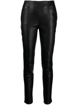 Kožené kalhoty skinny fit Victoria Beckham černé