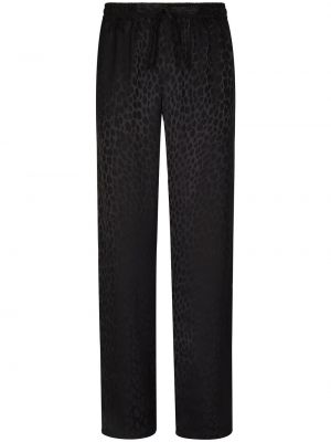 Ravne hlače s potiskom Dolce & Gabbana črna