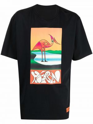 Tričko s potlačou s abstraktným vzorom Heron Preston čierna