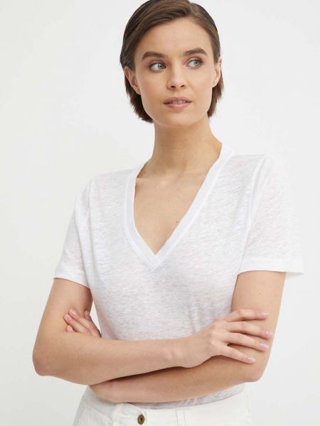 Lniana koszulka Calvin Klein biała