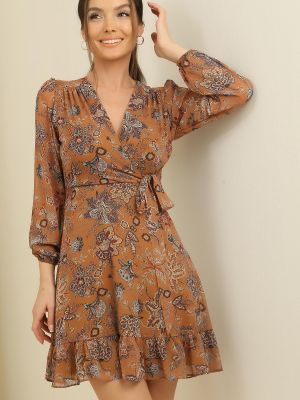 Obleka iz šifona s cvetličnim vzorcem By Saygı