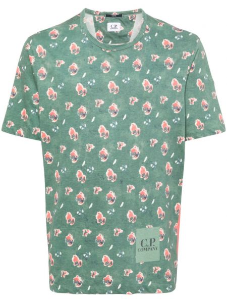 Tričko s potiskem s abstraktním vzorem C.p. Company zelené