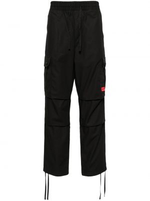 Pantalon cargo en velours côtelé avec applique Hugo noir