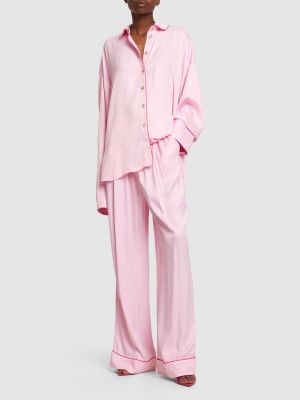 Pantaloni din viscoză oversize Sleeper roz