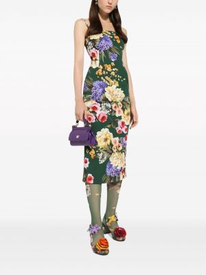 Midi šaty s potiskem Dolce & Gabbana zelené