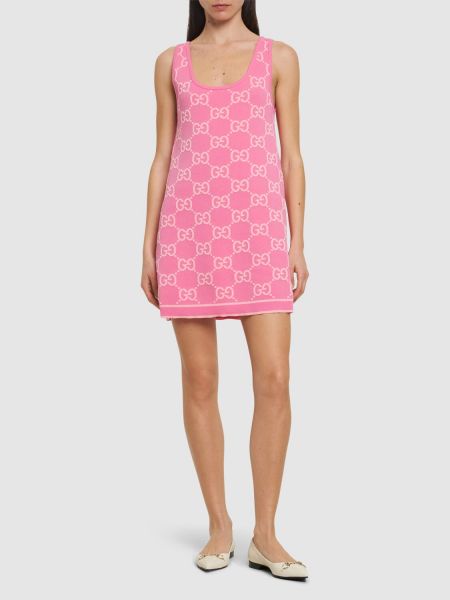Βαμβακερή φόρεμα Gucci ροζ