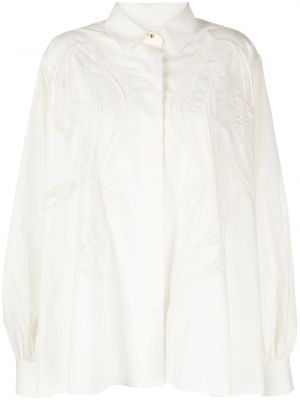 Nėriniuota medvilninė marškiniai Elie Saab balta