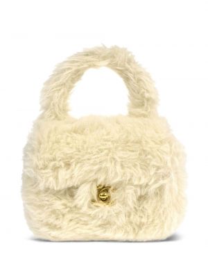 Shopper kabelka s kožíškem Chanel Pre-owned bílá
