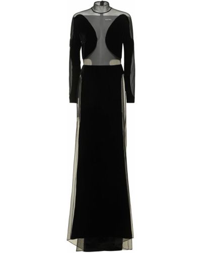 Rochie de seară de catifea din tul Tom Ford negru