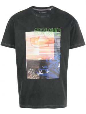 T-krekls ar apdruku Sunflower melns