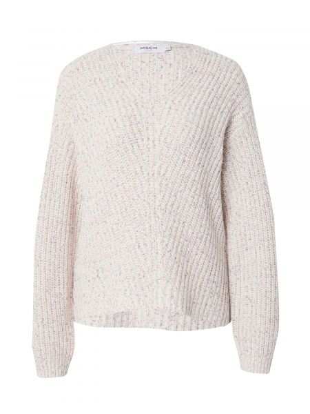 Меланжов пуловер Msch Copenhagen бяло