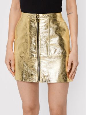 Δερμάτινη φούστα Pinko χρυσό